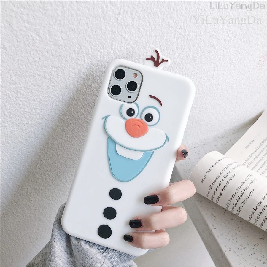 3D мультяшный милый снеговик Олаф чехол для телефона для iPhone 6 6s 7 8 Plus X XR XS 11 Pro Max Мягкий силиконовый чехол s Coque Fundas