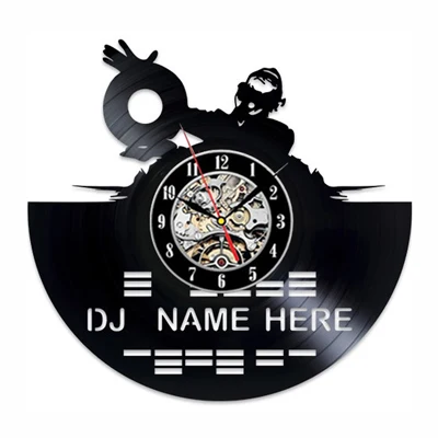 Виниловая пластинка настенные часы современный дизайн DIY ваш DJ рок имя Висячие Часы 12 дюймов креативная музыкальная тема настенные часы домашний декор - Цвет: DJ 11