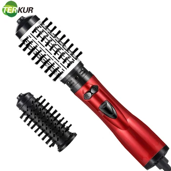 

Electric Hair Dryer Brush Hair Straightener Curler Iron Volumizer Rotate One Step Blowers Replaceable Hot Air Comb 360 Rotating