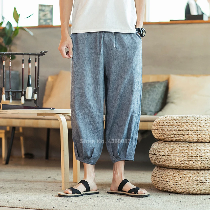 New Japanese Style Harajuku Harem Pants for Men Male Asian Linen Fashion Clothing Hip Hop Loose Vintage Sweatpants Trousers 5XL |