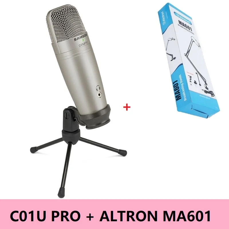 Samson C01u Pro Usb Studio Hypercardiod микрофон для мониторинга в реальном времени Большой мембранный конденсаторный микрофон Plug& Play Stand - Цвет: C01U PRO and MA601