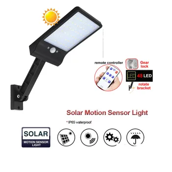

remote control rotate bracket solar street light 48/60 LED Wireless Solar Lights Outdoor Decor Waterproof PIR Motion Sensor