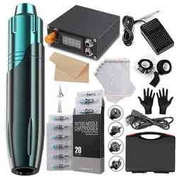 High Quality Professiona Tattoo Machine Kit with Rotary Tattoo Pen Ink Power Supply Needles Complete Tattoo Kit for Body Art T01