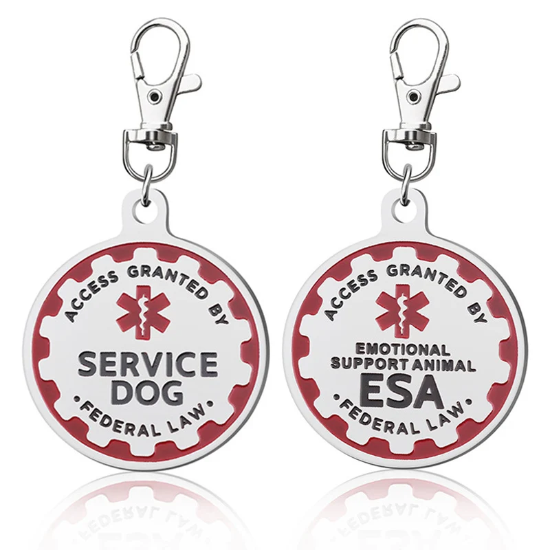Service Dog Tag, Emotional Support Dog Tag Keychain ,Metal Pet ID