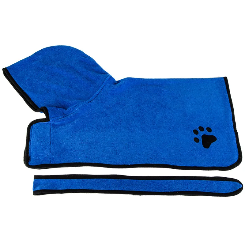 Халат для собак мягкий быстро впитывающий воду волокно сушилка для собаки полотенце халат с шляпой Pupuy Cat товары для ухода за домашними животными - Цвет: blue