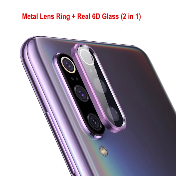 Задняя крышка для объектива камеры, Защита экрана для Xiaomi mi 9 SE, закаленное стекло+ металлический Задний защитный чехол для объектива для Xiaomi mi 9SE mi 9 - Цвет: Purple with 6D Glass