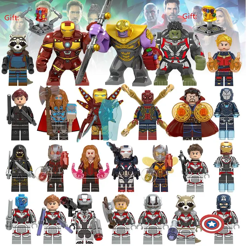 

18Pcs/lot Super Heroes Building Blocks lEGOED Marvel Avengers 4 Captain Wasp figures Hulk Spiderman Iron Man Thanos Endgame Toys