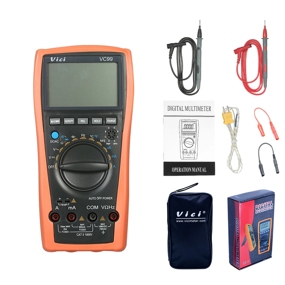 VC99 VC97A Новый VC97 1000 в цифровой мультиметр DC AC Авто диапазон температура мультиметра измеритель тока