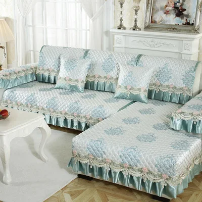 Европейский Жаккард юбка диванная подушка, четыре сезона универсальный нескользящее тканевое покрывало для дивана полотенце - Цвет: B