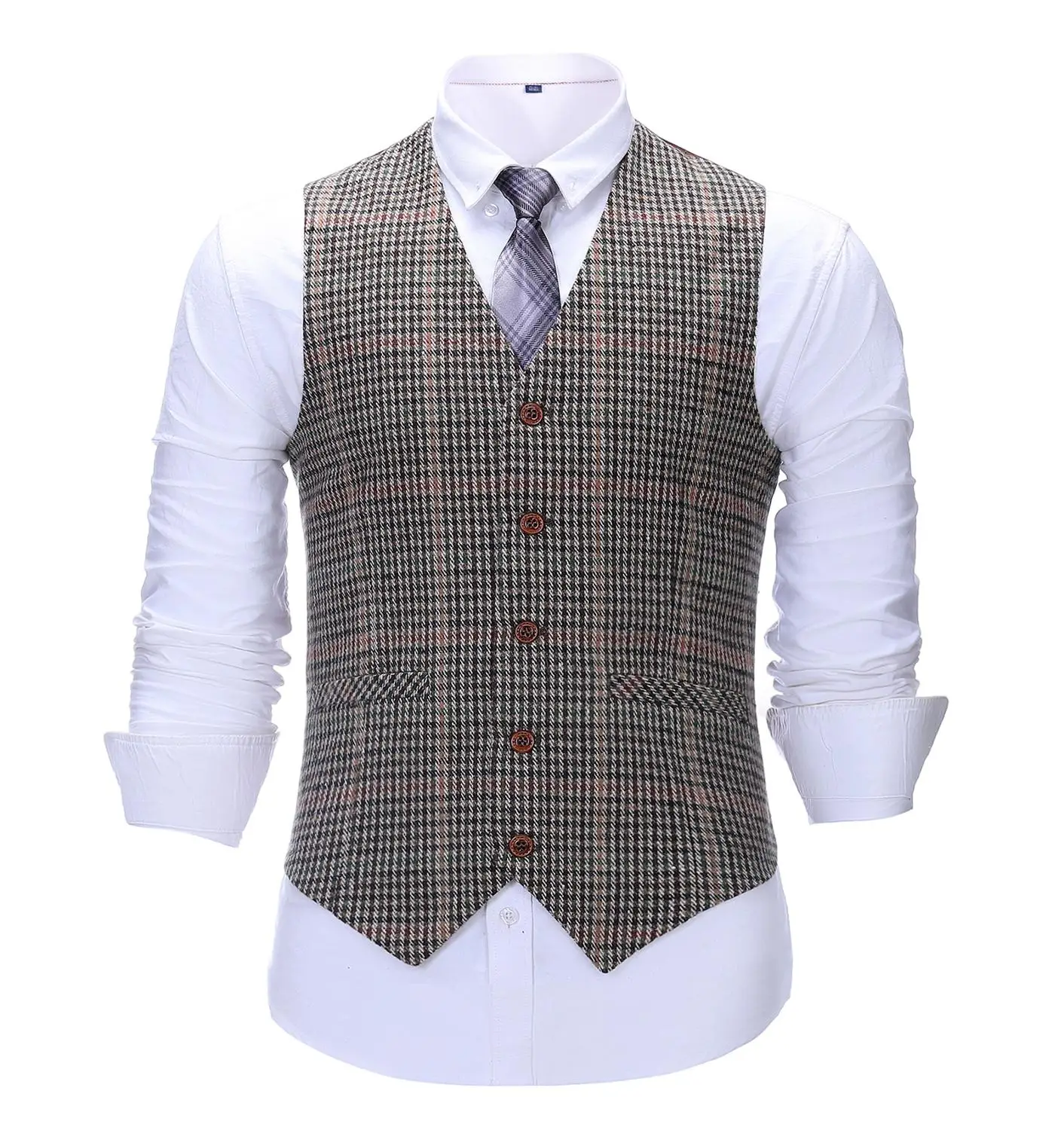 Men's Tweed Wedding Suits 3 Pieces Houndstooth Dogstooth Wool Tuxedos  Formal Notch Lapel Prom Suits Winter Coat for Men
