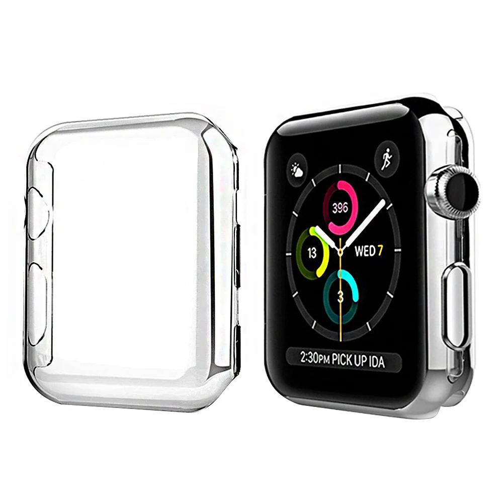 Тонкий мягкий чехол из ТПУ для Apple Watch Series 1 2 3 38 мм 42 мм защитный чехол с покрытием для iwatch Series 4 5 40 мм 44 мм - Цвет: Clear