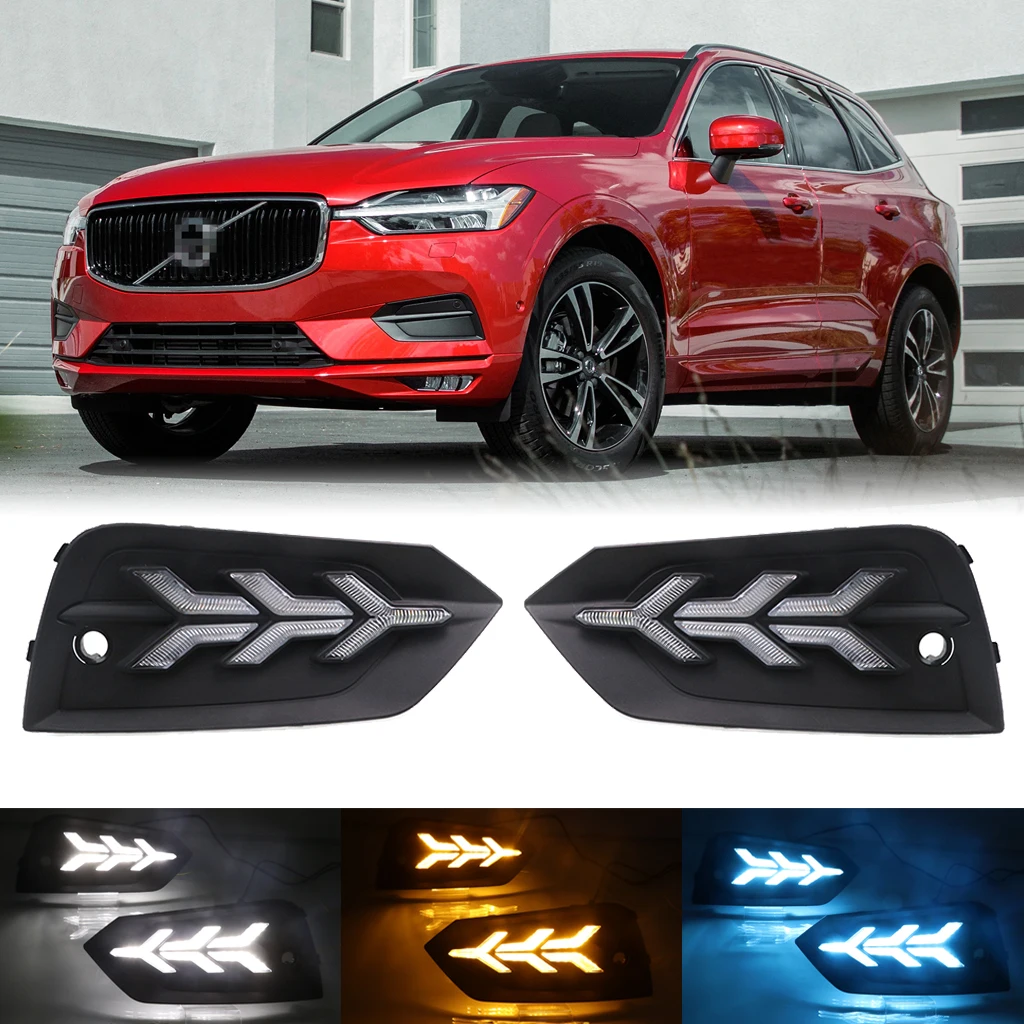 3 цвета СВЕТОДИОДНЫЙ дневной светильник DRL для Volvo XC60 дневной ходовой светильник 3Y противотуманная фара с динамическим последовательный сигнал поворота