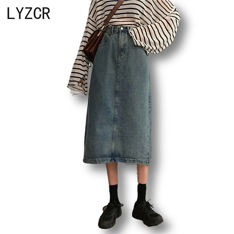 black midi skirt denim