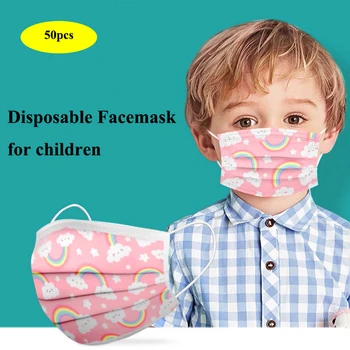 

Disposable Mouth Mask Children's Kid Cartoon Printed Soft Breathable 3 Layer Protect Unisex Dustproof Thicken Earloop Face Cover