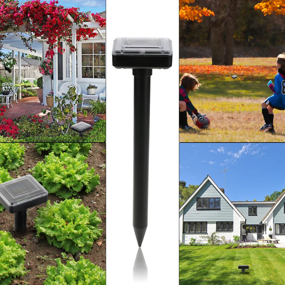 Solar Powered Sound Wave Sonic Repeller Outdoor Garden Yard Farm Mouse Gopher Rat Vole Mole Scarer Snake Rodent Pest Reject 2Pcs