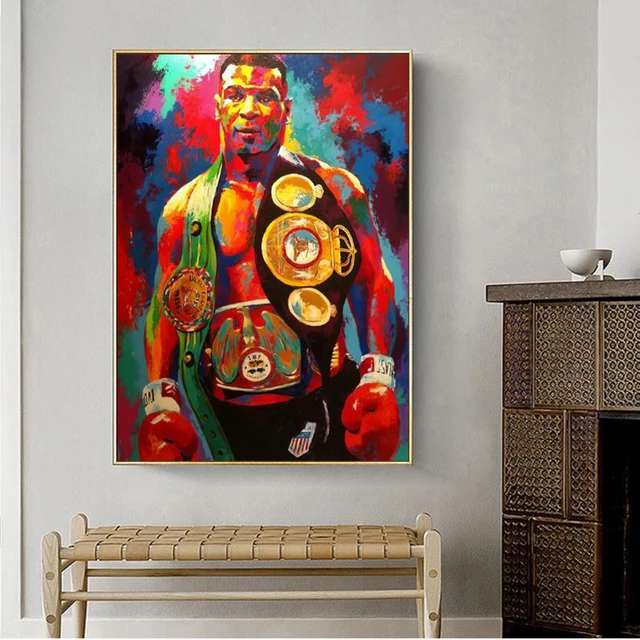 Boxing King Ali Gold Belt Poster Creative Graffiti Wall Art Canvas Painting Modern Living Room Home Decoration Mural(No Frame) 3