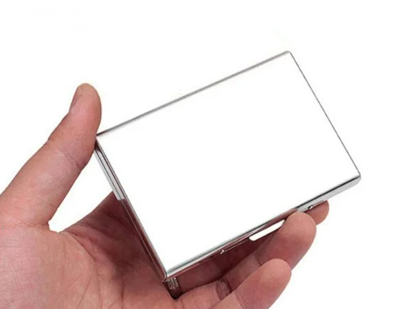 sliver mirror PURDORED 1 pc Slim Business Men's Card Pack Business Card Case Stainless Steel Card Box Credit Card Holder Dropshipping - Цвет: sliver mirror