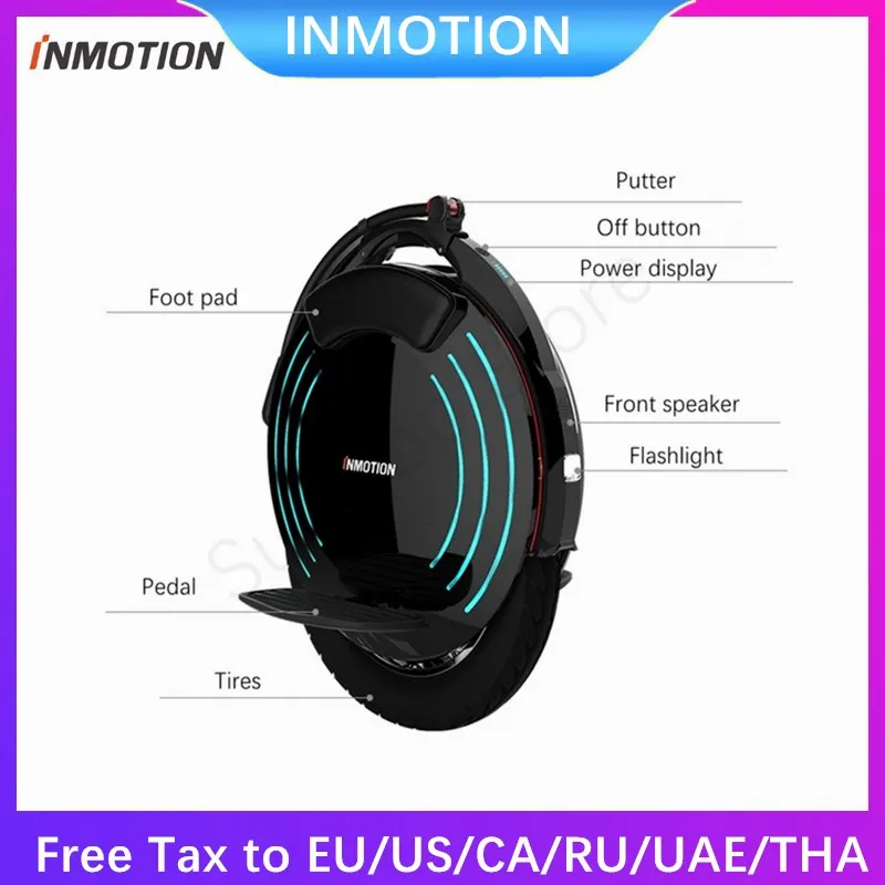 2020 INMOTION V10 / V10F Build-in Handle 16in *2.5in Electric Unicycle Self Balancing Scooter Electric Unicycle with Lamps