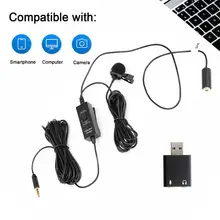 Universal 3.5mm  Condenser with USB adapter Monitoring Input  Compatible with PC&Smartphones, Camera,Camcorders Podcast YouTube