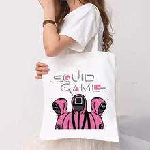 The Squid Game Kawaii Bag Man In Red Shopping Bag Shoulder Bags Cartoon Tote Bag Tote Large Capacity Women Bag College Handbag