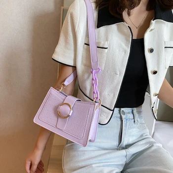 

PU Leather Handbags Travel Square Shoulder Totes Bag Women Alligator Lady Solid for Outdoor Shopping Traveling Ornaments