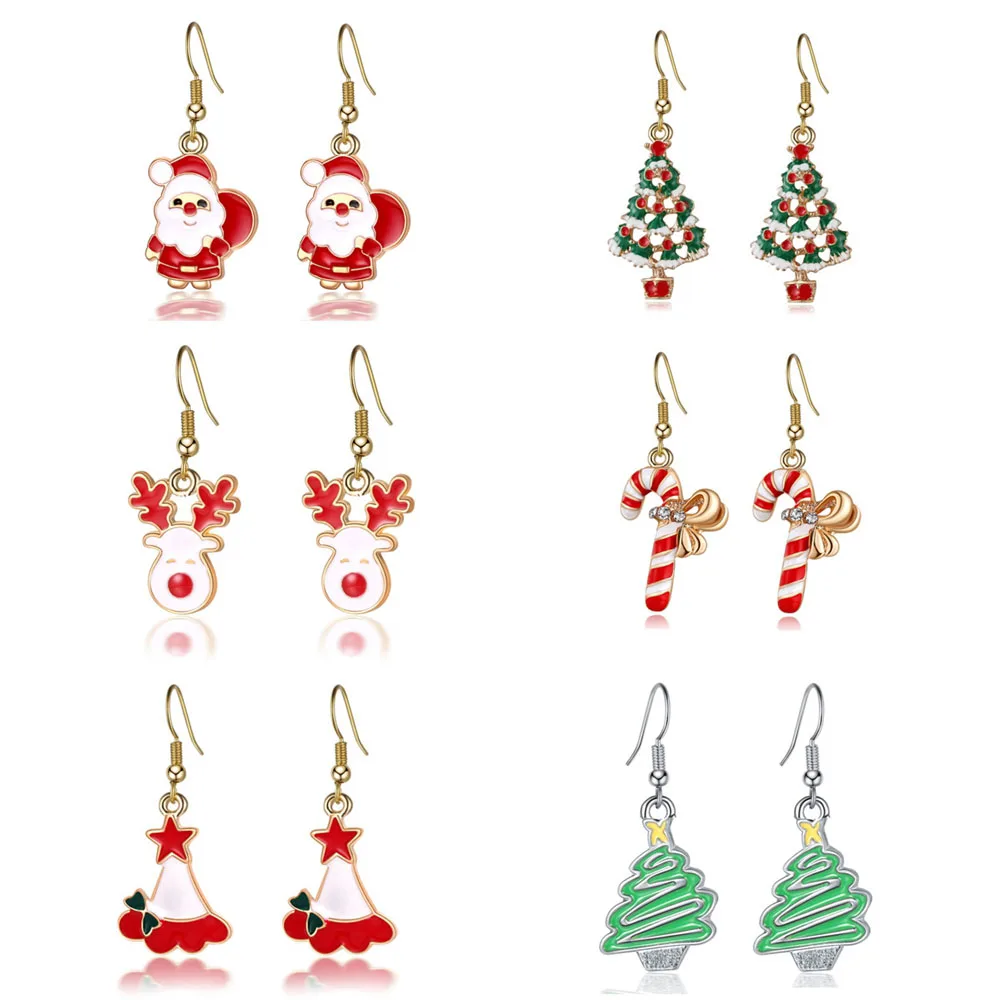 

Christmas Earrings Pendant Women Charm Long Earrings Girls Xmas Decor Female Jewelry Accessories Hook Paired Xmas Party Gifts