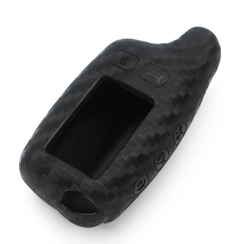 

Carbon Silicone Fiber Case Cover KeyChain For Tomahaw Tw9010 9010 Russian 2-way Remote Alarm System Holder Fob