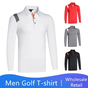 

2020 Golf sportswear outdoor sports long-sleeved t-shirt male button lapel spring autumn new solid men's quick-drying golf shirt