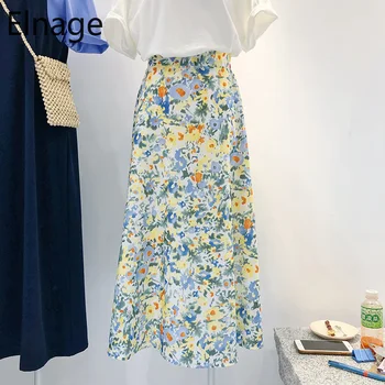 

Elnage Floral Skirts Summer Women 2020 Korean Style Printed Spring Sweet High Waist Bag Hip A-line Skirt Slim Jupe Faldas 5A831
