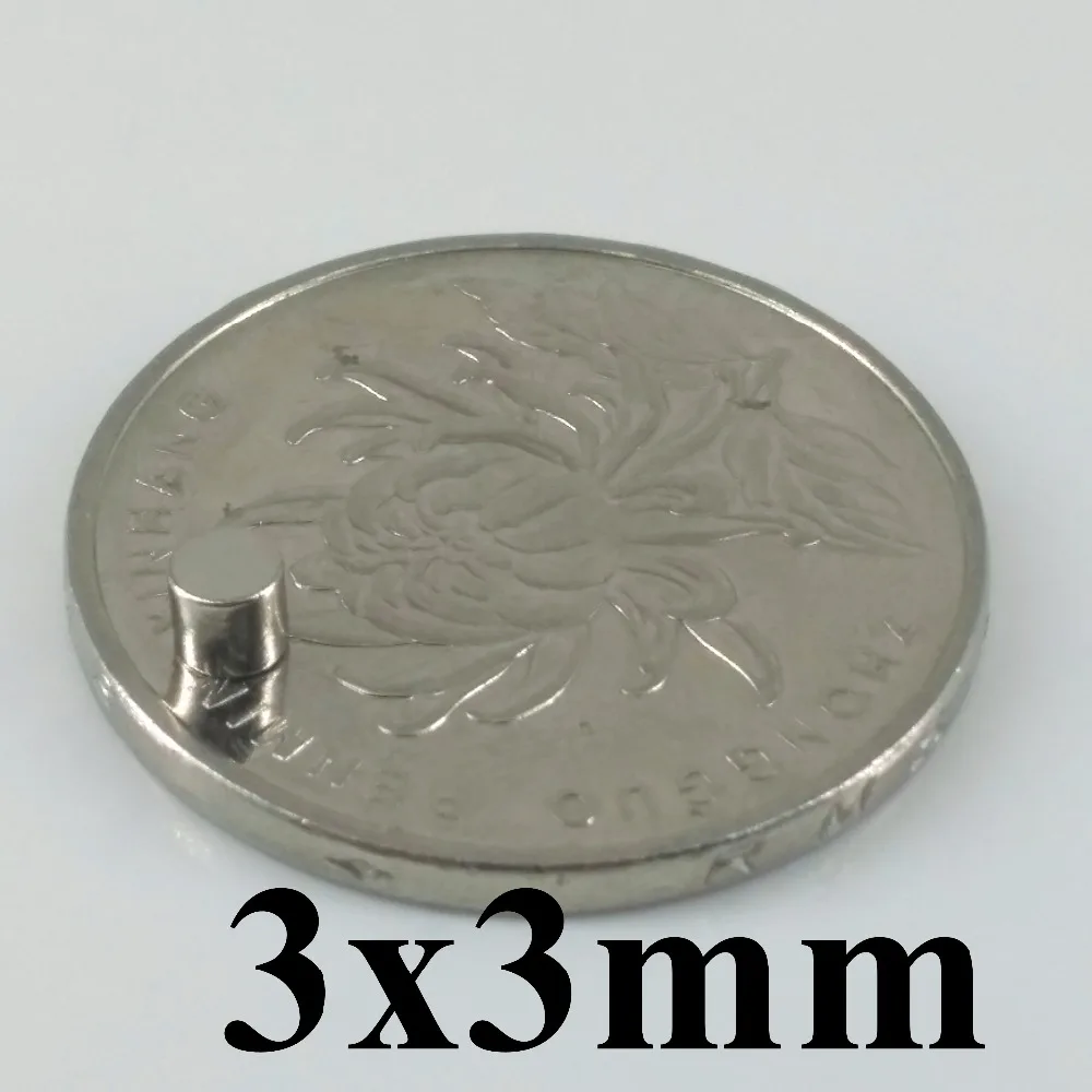 Неодимовый магнит 3x3 мм 100 шт Сильные Редкоземельные круглые промышленные магниты