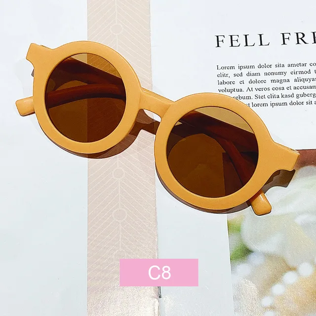 Free shipping children's color round frame light PC cute small face sunglasses Frame Tea Slices