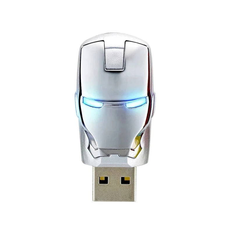 JASTER USB 2,0 Ironman USB флеш-накопитель 4 ГБ 8 ГБ 16 ГБ 32 ГБ 64 ГБ USB 2,0 флеш-накопитель Флешка металлическая ручка привод синий светодиодный светильник - Цвет: F