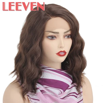 

Leeven Synthetic Short BOB Lace Front Wigs Brunette Light Brown Wavy Ombre Lace Front Wig Ash Blonde Wigs For Women