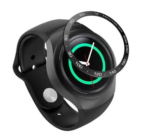 Чехол для умных часов для samsung gear S2 SM-R720 кольцо с ободком аксессуары для умных часов клейкая крышка против царапин из нержавеющей стали - Цвет: DBlack