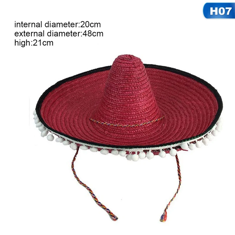 Натуральная мужская соломенная мексиканская шляпа сомбреро женские красочные украшения на день рождения настольные вечерние шапки - Цвет: 7