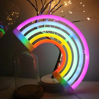 

Hotel Decoration Modeling Lamp Waterproof Wall Hanging Rainbow Neon Light Batteriy USB Charging Creative Colorful Night Light