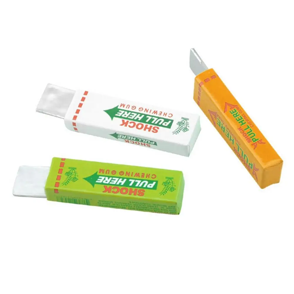 Fashionable Unique Fantastic Safety Trick Joke Funny Toys Electric Shock Chewing Gum Pull Out Head for Gifts