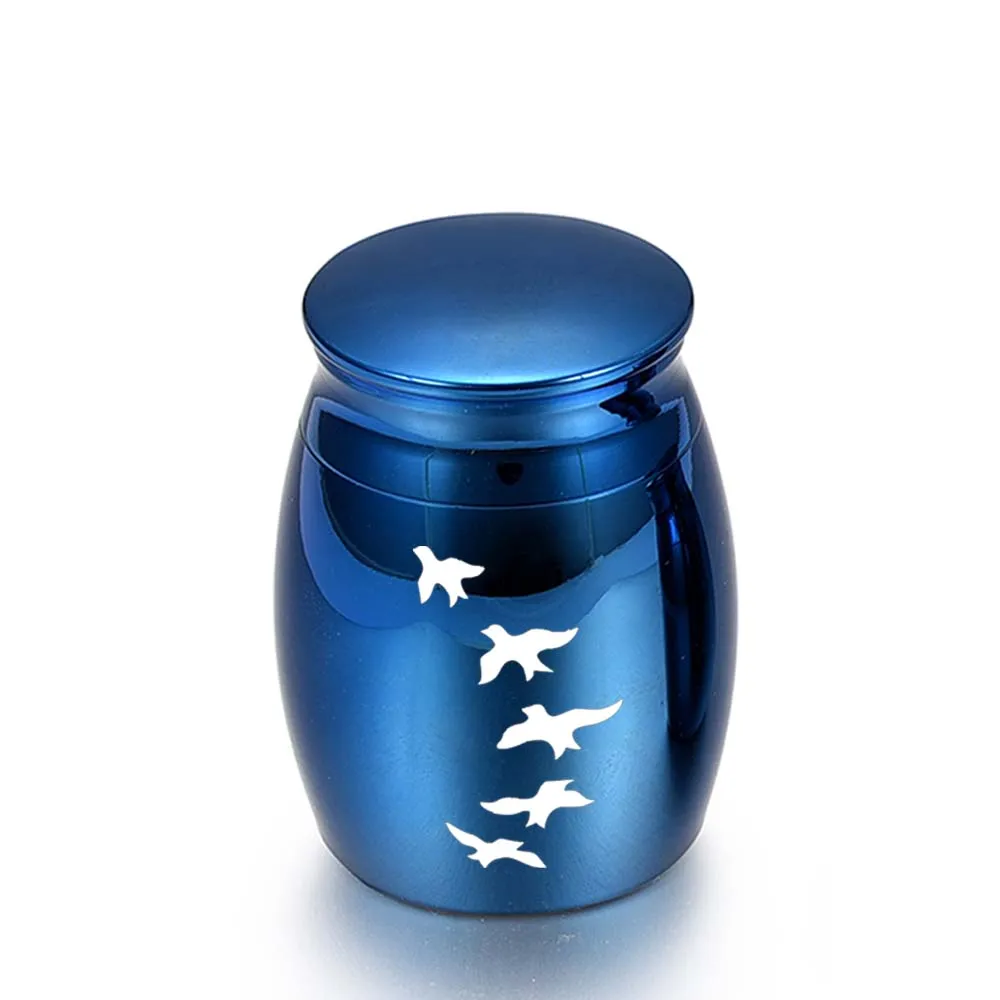 16x25mm/30X40mm Silver/Blue Aluminum Alloy Urns Pets Birds Cremation Ashes Urn Human Keepsake Casket Columbarium Pets Memorials photo