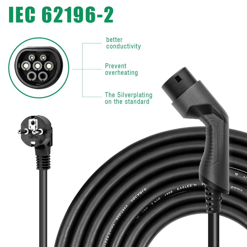 10/16A EV зарядное устройство тип 2 IEC 62196 EVSE зарядный кабель коробка для