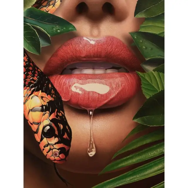 CHENISTORY DIY Frame Paint By Number Flame Red Lips Landscape For Adults Picture By Numbers Acrylic Drawing On Canvas Home Decor 9916416