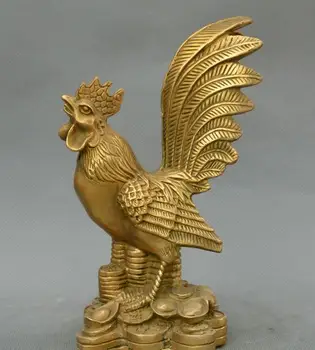 

Collect Chinese fengshui Bronze Zodiac chicken yuanbao coin auspicious Statue