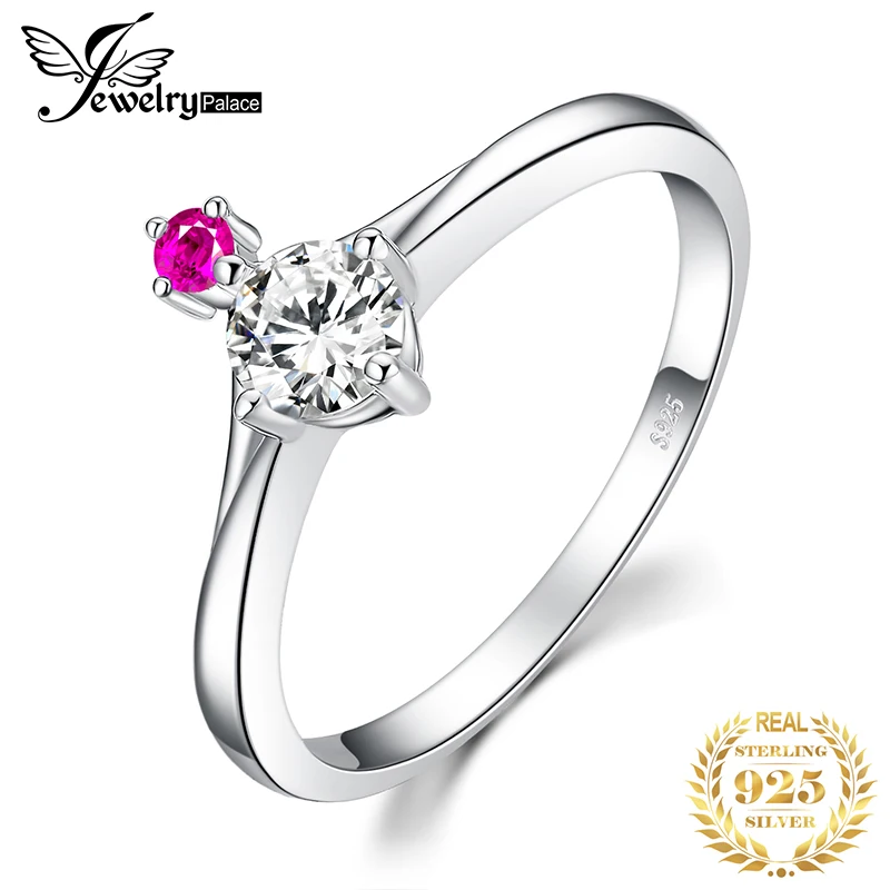 JewelryPalace Бесконечная любовь 0.7ct кубического циркония создан розовый сапфир Обещание Свадебные Обручение кольцо стерлингового серебра 925