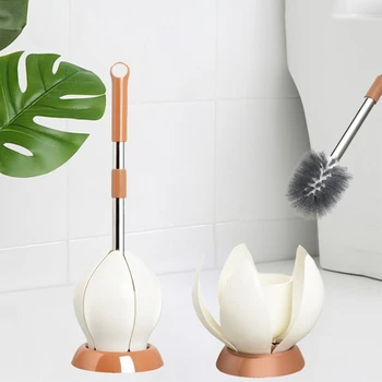 

1 Set Plastic Modern Design Toilet Brush Holder Automatic Opening and Closing Lotus Holder For Home Bathroom