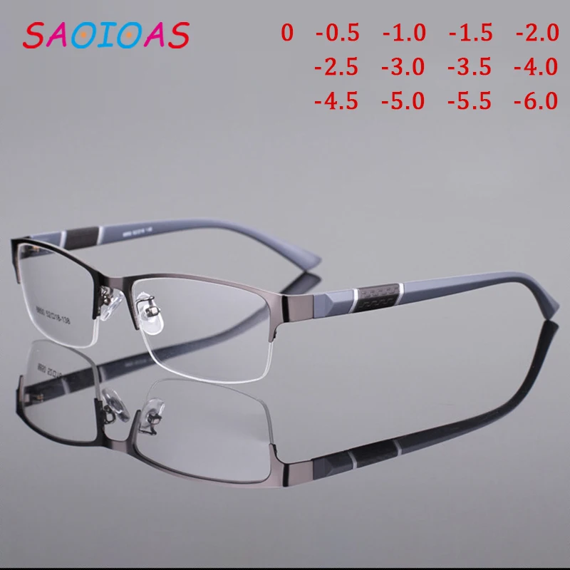 SAOIOAS-1-1,5-2-2,5 до-6,0 готовые очки для близорукости для женщин и мужчин Ретро металлическая оправа квадратные студенческие очки для близорукости унисекс