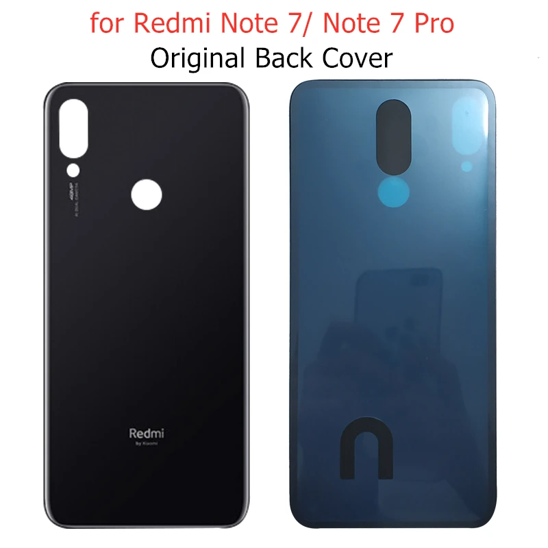 Оригинальная стеклянная задняя крышка батарейного отсека для Xiaomi Redmi Note 7 Pro, задняя крышка корпуса, задняя крышка, запасные части+ клей 3M