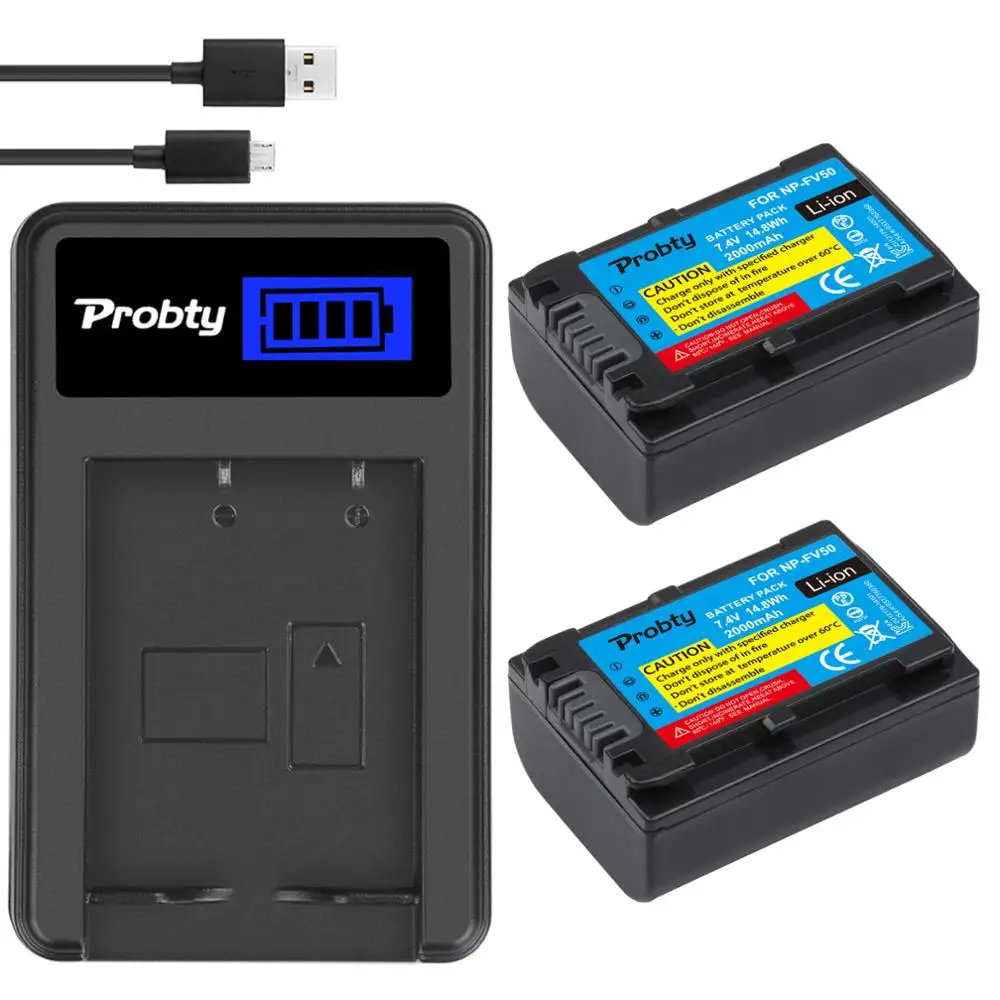 Для sony NP-FV50 ЖК-дисплей USB Зарядное устройство+ 2000 мАч NP FV50 Камера Батарея для NP-FV30 FV50 FV70 FV90 FV100 FV120 HDR-SR68 DCR-SX85