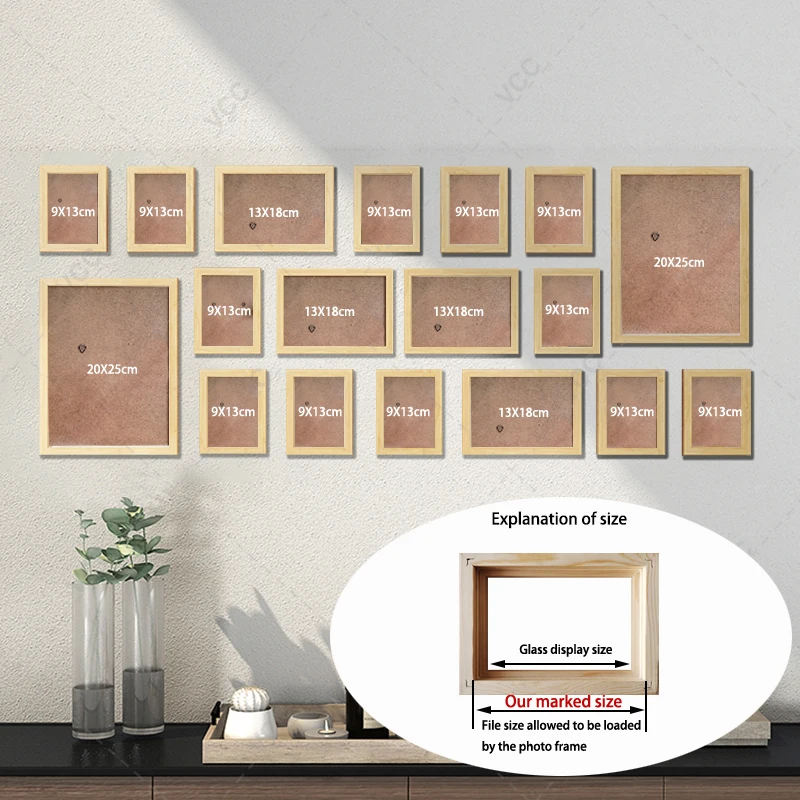 Wood Picture Frames 18Pcs/Set Wall Hanging Photo Frame Wall Home Decoration photo frame,wood canvas frame,wood photo frame,wood frame,wood picture frame,art frames