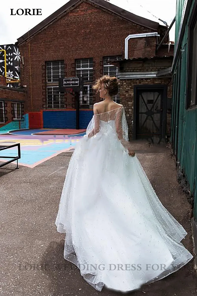 Свадебные платья из жемчуга LORIE Princess 2020 с открытыми плечами и пышными рукавами robe