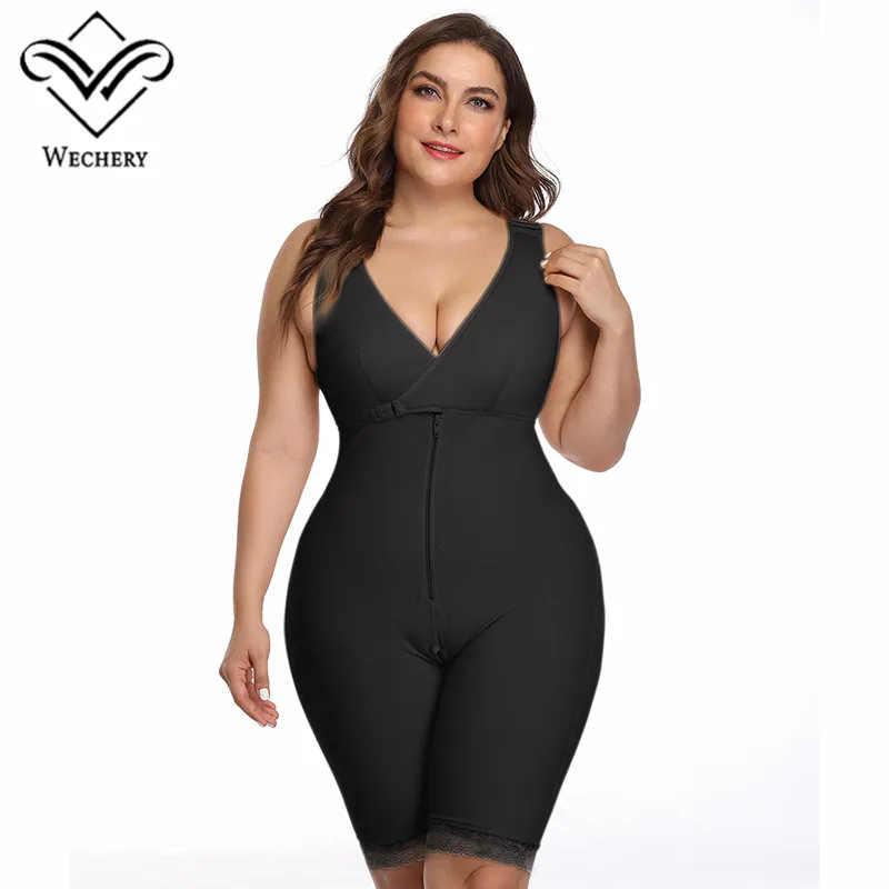 Wechery Shapewear Plus Size Body Shaper Womens Slimming Bodysuit Black  Beige Shapers Sleeveless Underwear for Women|Bodysuits| - AliExpress