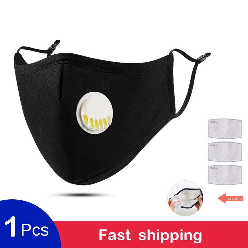 

20Pcs with 98% Filterability Carbon Filter Cotton PM2.5 Mouth Mask With Breath Valve Better than kn95 kf94 FfP2 close to ffp3